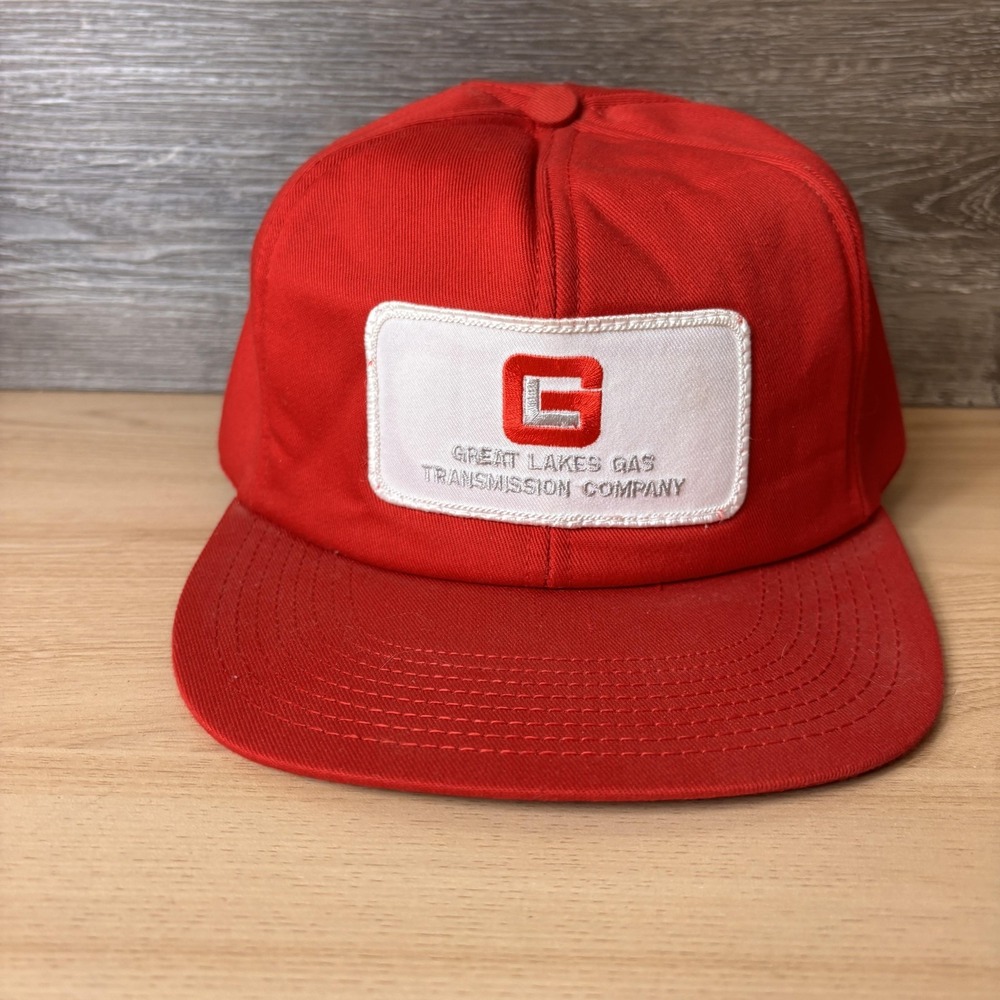 VINTAGE Great Lakes Gas Transmission Hat Cap Snap Back Red Patch Mens 90s
